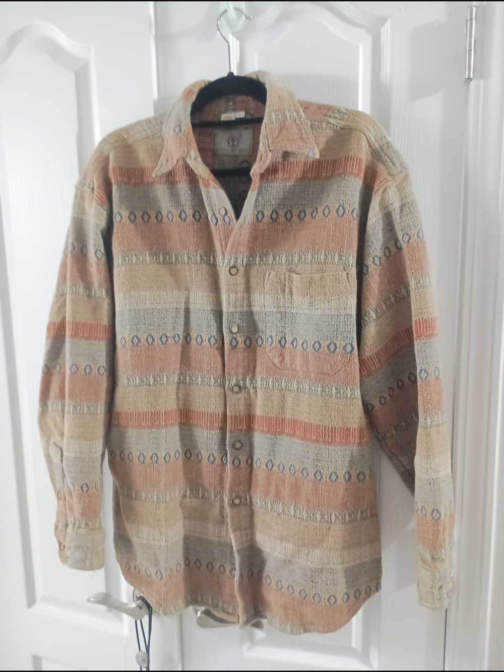 The Territory Ahead Beige & Rust Patterned Cotton Shirt